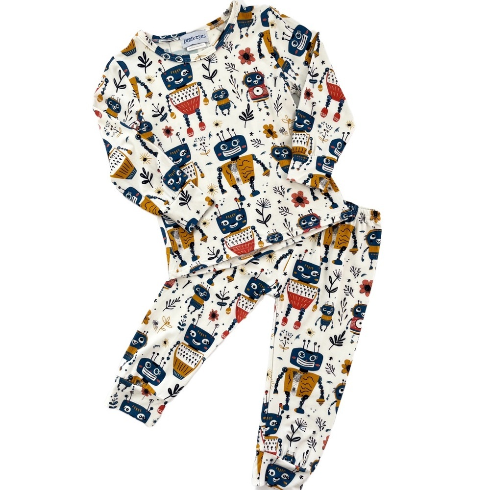 Little Eyes Robo Rascals Two-Piece Bamboo Kids Pyjama Set